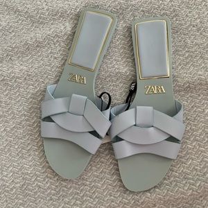 NWT Zara baby blue flat sandals